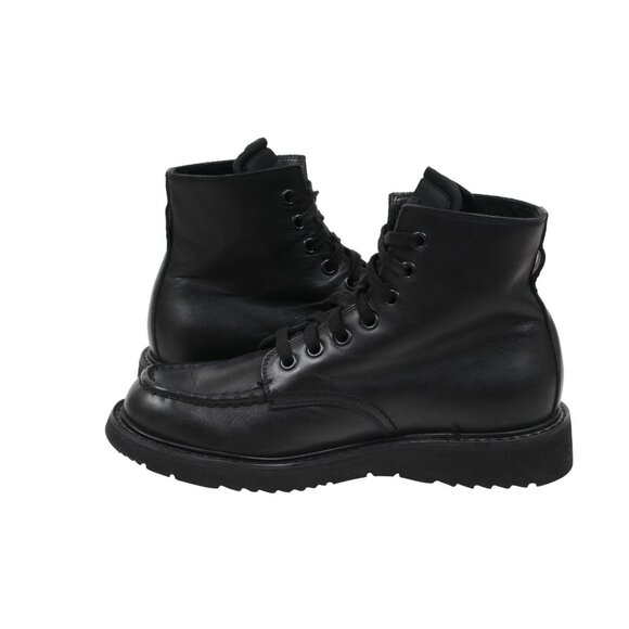 Prada Men Combat Half Boots Sz US 8.5 UK 7.5 Black Leather Square Toe Lace Up main image 4